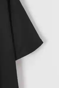 kadın New York Baskılı Tişört Kısa Kol Bisiklet Yaka T-shirt - Siyah