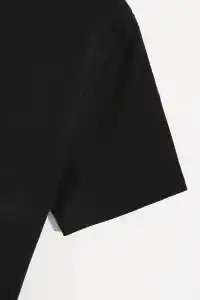 Kadın Tişört Shut up Baskılı Bisiklet Yaka Kısa Kol T-shirt - Siyah