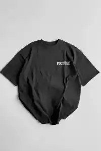Erkek Ön ve Arka Baskılı T-Shirt Kısa Kol Bisiklet Yaka Regular Fit Tişört -  Siyah