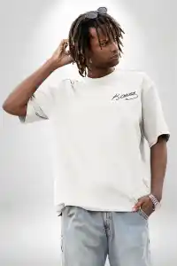 30 Ağustos Zafer Bayramı Ön Arka Baskılı Oversize Bisiklet Yaka T-shirt - Beyaz