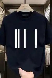 Kadın Kısa Kol Yazlık Tişört Bisiklet Yaka Baskılı Oversize T-Shirt - Siyah