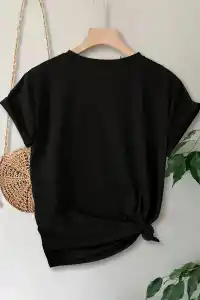 Anneler Günü Hediye Anne Temalı Baskılı Oversize Bisiklet Yaka T-shirt - Siyah