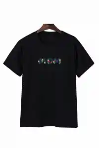 Anneler Günü Mom Çiçek Temalı Baskılı Oversize Bisiklet Yaka T-shirt - Siyah
