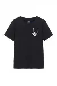 Kadın Baskılı T-Shirt Kısa Kol Bisiklet Yaka Oversize Rahat Kalıp Tişört - Siyah