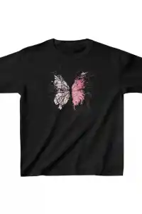 Çocuk Kız Baskılı T-Shirt - Siyah