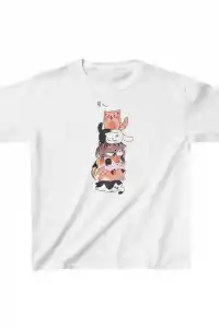 Çocuk Unisex Baskılı T-Shirt - Beyaz
