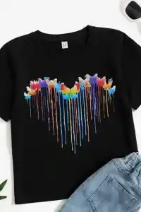 Çocuk Unisex Baskılı T-Shirt - Siyah