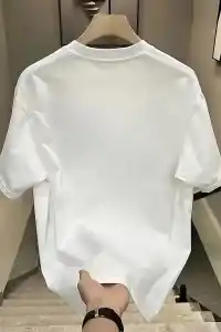 Kadın Kısa Kol Yazlık Tişört Bisiklet Yaka Baskılı Oversize T-Shirt - Beyaz