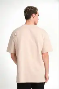 Erkek Düz Penye Tişört Bisiklet Yaka Kısa Kol Regular Fit T-Shirt - Bej