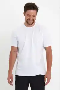 Erkek Düz Penye Tişört Bisiklet Yaka Kısa Kol Regular Fit T-Shirt - Beyaz
