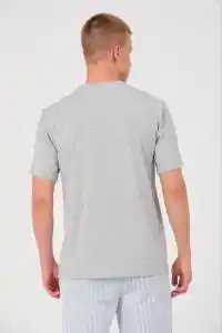 Erkek Düz Penye Tişört Bisiklet Yaka Kısa Kol Regular Fit T-Shirt - Gri