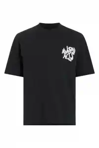 Erkek Tişört Baskılı Oversize Kısa kol T-shirt - Siyah