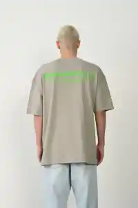 Erkek Baskılı T-Shirt Kısa Kol Bisiklet Yaka Rahat Kalıp Tişört  - Boyalı Gri