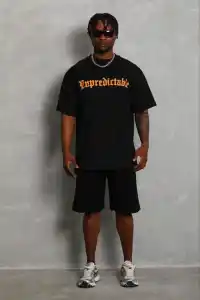 Erkek Baskılı T-Shirt Kısa Kol Bisiklet Yaka Regular Fit Tişört - Siyah