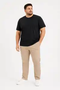 Erkek Battal Big Size Basic Tişört Bisiklet Yaka Rahat Kalıp T-Shirt - Siyah