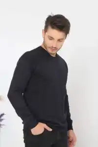 Erkek Bisiklet yaka Kazak Uzun Kol Dokuma Triko - Lacivert