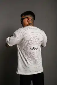 Erkek Kısa Kol Yazlık Tişört Bisiklet Yaka Baskılı Oversize T-Shirt - Beyaz