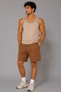 Erkek Dokuma Kumaş Cepli Bağcıklı Regular Fit Yazlık Şort - Kahverengi
