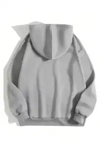 Erkek 3 İplik Pamuklu Kapüşonlu Kanguru Cepli Sweatshirt Hoodie - Boyalı Gri