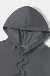 Erkek 3 İplik Pamuklu Kapüşonlu Kanguru Cepli Sweatshirt Hoodie -  Füme