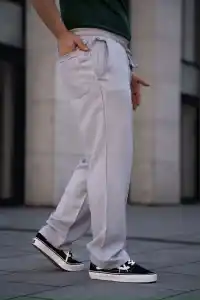 Erkek Keten Cepli Çıma Dikişli jogger Buggy Pantalon Rahat kalıp - Gri