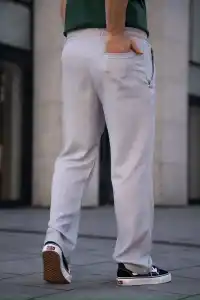Erkek Keten Cepli Çıma Dikişli jogger Buggy Pantalon Rahat kalıp - Gri