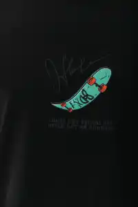 Erkek Kısa Kol Yazlık Tişört Bisiklet Yaka Baskılı Oversize T-Shirt - Siyah