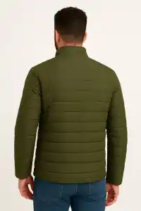 Erkek Mikro Su İtici Kapitone Baskılı Astarlı Fermuarlı Bomber Mont - Haki