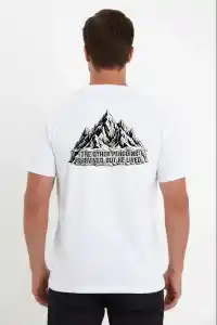 Erkek T-Shirt Nihilist Penguen Baskılı Bisiklet Yaka Kısa kol yazlık Tişört - Beyaz
