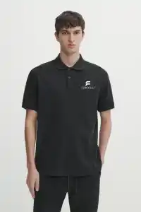Erkek Pike Polo Yaka Tişört Düğmeli Baskılı T-Shirt - Beyaz