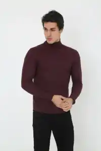 Erkek Tam Boğazlı Fitilli Likrali Koşkorse Badi - Bordo