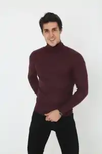 Erkek Tam Boğazlı Fitilli Likrali Koşkorse Badi - Bordo