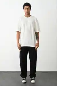 Erkek Tişört Düz Basic Penye Yazlık Bisiklet Yaka Kısa Kol T-Shirt - Beyaz