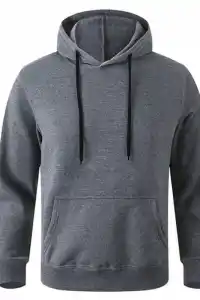 Erkek 3 İplik Pamuklu Kapüşonlu Cepli Oversize Hoodie Sweatshirt - Füme