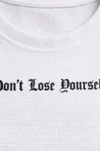 Erkek Wafıl Kumaş Tişört Regular Kalıp Bisiklet Yaka Baskılı T-Shirt - Beyaz