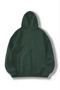 Kadın Kapüşonlu Kanguru Cepli 3 İplik Pamuklu Düz Hoodie Sweatshirt - Haki