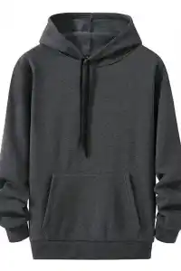 Kadın Kapüşonlu Kanguru Cepli 3 İplik Pamuklu Oversize Hoodie Sweatshirt - Füme
