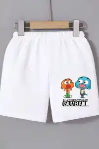 Kadın Beli Lastikli Baskılı Mini Şort - Beyaz