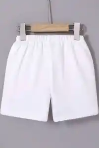 Kadın Beli Lastikli Baskılı Mini Şort - Beyaz