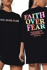 Kadın Baskılı T-Shirt Kısa Kol Bisiklet Yaka Oversize Rahat Kalıp Tişört - Siyah