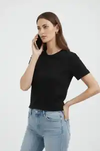 Kadın Bisiklet Yaka Yazlık Kısa kol Düz Tişört Regular Kalıp T-shirt - Siyah