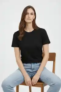 Kadın Bisiklet Yaka Yazlık Kısa kol Düz Tişört Regular Kalıp T-shirt - Siyah