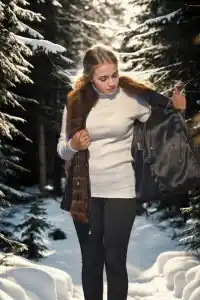 Kadın Premium Doğal Kürk Kolsuz Fermuarlı Yelek - Siyah