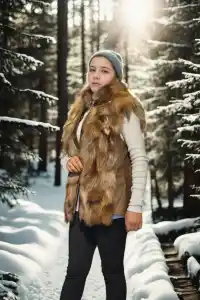 Kadın Premium Doğal Kolsuz Deri Kürk - Kahve