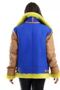 Kadın Premium Doğal Koyun Derisi Pilot Kürk - Sarı