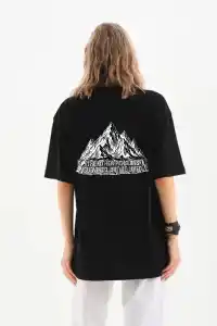 Kadın T-Shirt Penguen Baskılı Bisiklet Yaka Kısa kol yazlık Tişört - Siyah