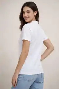 Kadın Polo Yaka Pike Kumaş Düğmeli Basic Tişört T-Shirt Günlük Rahat - Beyaz
