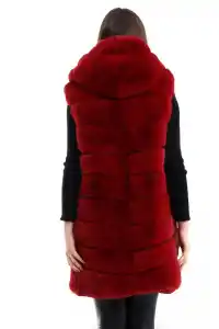 Kadın Reks Kapüşonlu Yelek - Kırmızı