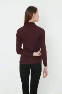 Kadın Tam Boğazlı Fitilli Likrali Koşkorse Badi - Bordo