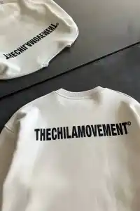 Erkek 3 iplik pamuklu Kışlık Bisiklet Yaka Oversize Baskılı SweatShirt - Beyaz